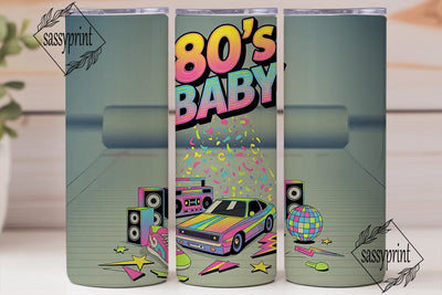 80s Retro Vibe 20oz Tumbler Wrap Sublimation sassyprint 
