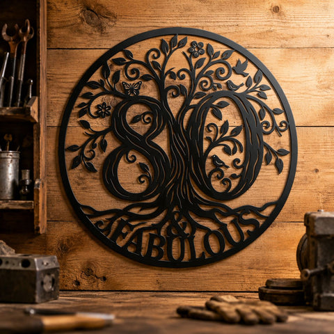 80th Birthday Tree of Life Laser SVG | Laser Cut File for Metal Wall Art | Plasma CNC DXF Sign | 80 and Fabulous Birthday Decor SVG HappyDesignStudio 