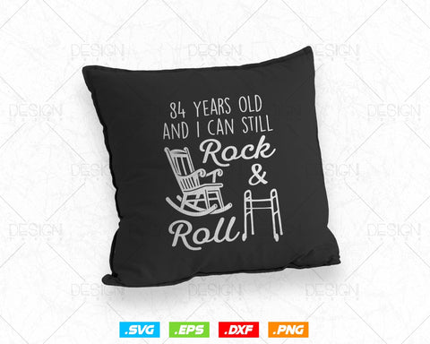 84 Years Old Rock & Roll Birthday Svg Png, 84th Birthday Clipart T shirt Design Gifts, Svg Files for Cricut, Eighty Four Birthday Party Squad Svg SVG DesignDestine 