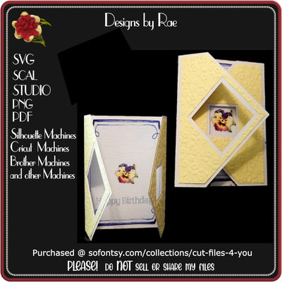 879 Crossfold Diamond Card | Multiple Machine Formats SVG Designs by Rae 