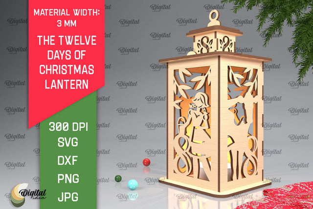 8st Day of Christmas Lantern Laser Cut. Merry Christmas SVG SVG Evgenyia Guschina 