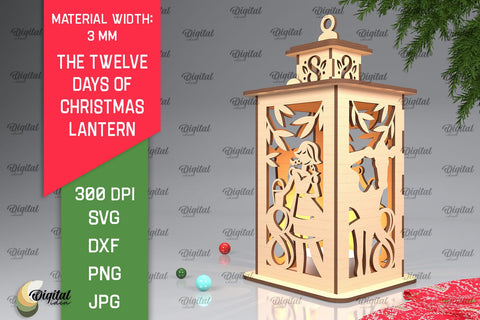 8st Day of Christmas Lantern Laser Cut. Merry Christmas SVG SVG Evgenyia Guschina 