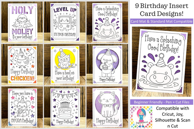 9 Birthday Insert Card Designs SVG Digital Gems 