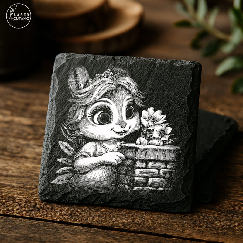 9 Cute Spring Easter Bunny Slate Coaster Engraving Designs - PNG Bundle ...