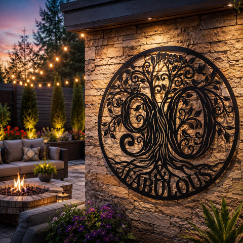 90 & Fabulous Tree of Life Laser SVG | 90th Birthday SVG | Laser Cut Metal Wall Art Dxf | CNC Plasma Cut Design | Birthday Decor SVG HappyDesignStudio 