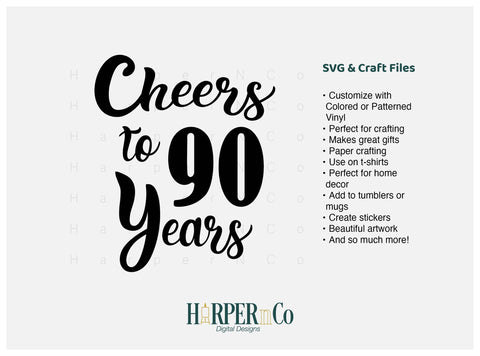 90 Year SVG PNG Cut EPS File SVG HarperNCo 