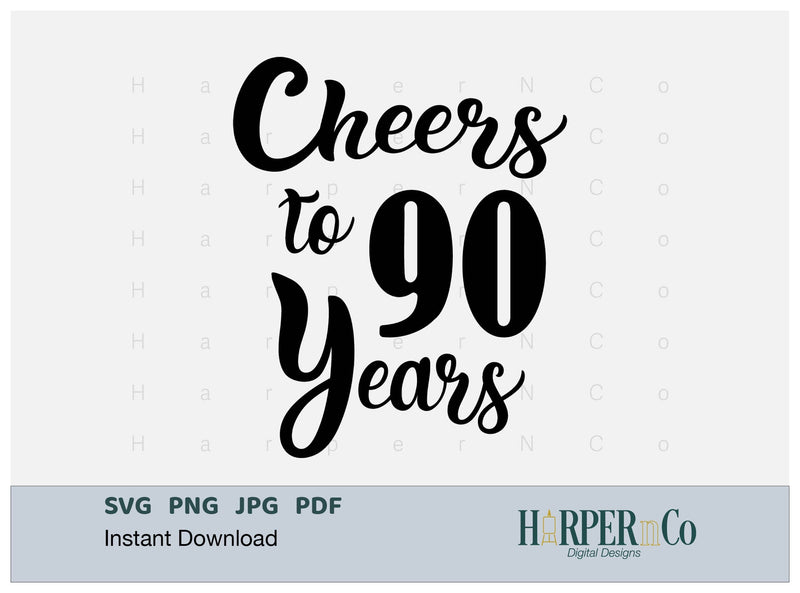 90 Year SVG PNG Cut EPS File SVG HarperNCo 