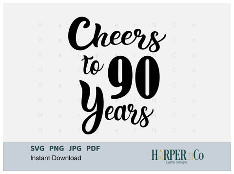 90 Year SVG PNG Cut EPS File SVG HarperNCo 