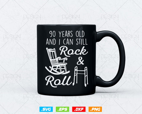 90 Years Old Rock & Roll Birthday Svg Png,90th Birthday Clipart T shirt Design Gifts, Svg Files for Cricut, Ninety Birthday Party Squad Svg SVG DesignDestine 