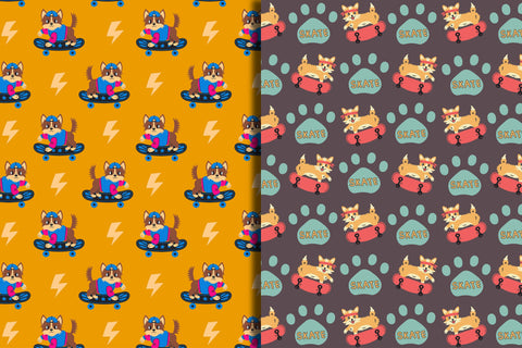 90s Dog Seamless Patterns & Digital Papers Digital Pattern Rin Green 