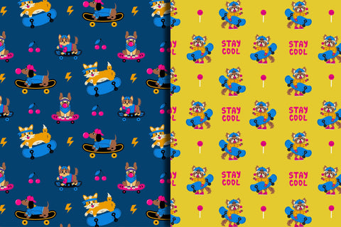 90s Dog Seamless Patterns & Digital Papers Digital Pattern Rin Green 