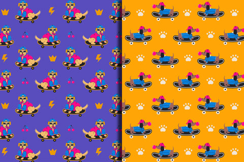 90s Dog Seamless Patterns & Digital Papers Digital Pattern Rin Green 