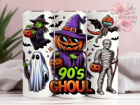 90s Ghoul 20 oz Skinny Tumbler Sublimation Design, Straight & Tapered Tumbler Png, Cute Halloween Tumbler Png, Digital Download PNG Sublimation Li Zamperini 