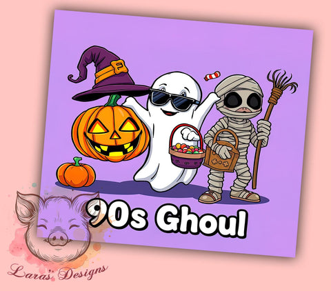 90s Ghoul Halloween 20 oz Skinny Tumbler Sublimation Design, Straight & Tapered Tumbler Png, Cute Halloween Tumbler Png, Digital Download PNG Sublimation Lara' s Designs 