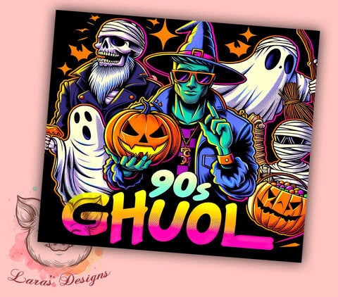 90s Ghoul Halloween 20 oz Skinny Tumbler Sublimation Design, Straight & Tapered Tumbler Png, Cute Halloween Tumbler Png, Digital Download PNG Sublimation Lara' s Designs 