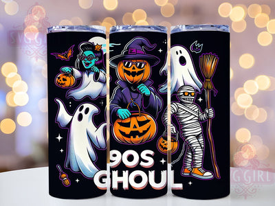 90s Ghoul Halloween 20oz Tumbler Wrap Sublimation Design, Straight Tapered Tumbler Wrap, Cute Spooky Character Tumbler Png, Instant Digital Download Sublimation SvggirlplusArt 