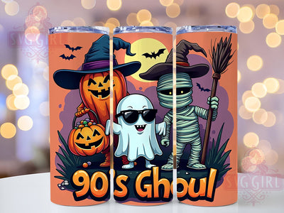 90s Ghoul Halloween 20oz Tumbler Wrap Sublimation Design, Straight Tapered Tumbler Wrap, Cute Spooky Character Tumbler Png, Instant Digital Download Sublimation SvggirlplusArt 