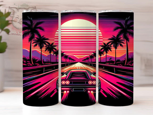 90s Miami Vintage Car Retro 20oz Tumbler, Miami Tumbler, Vintage Car Tumbler, Retro Tumbler, Car Lover Tumbler, 20oz Sublimation Wrap, Miami Vibes Tumbler Sublimation Lara' s Designs 