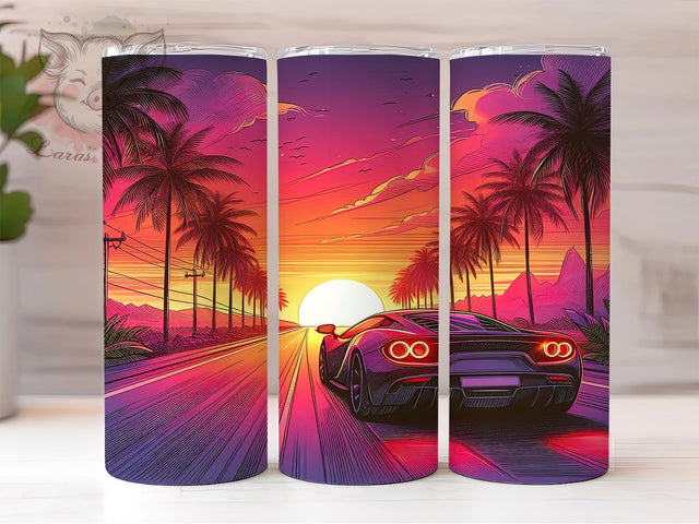 90s Miami Vintage Car Retro 20oz Tumbler, Miami Tumbler, Vintage Car Tumbler, Retro Tumbler, Car Lover Tumbler, 20oz Sublimation Wrap, Miami Vibes Tumbler Sublimation Lara' s Designs 