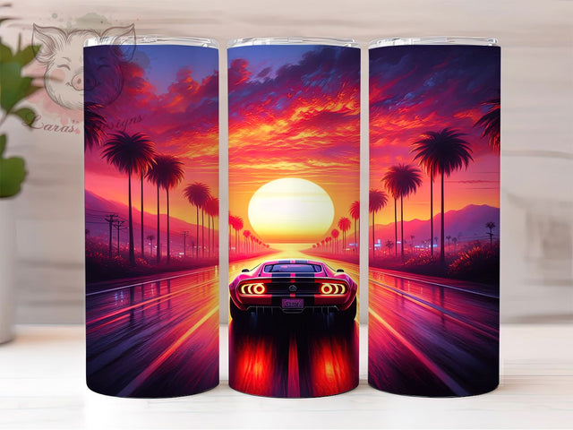 90s Miami Vintage Car Retro 20oz Tumbler, Miami Tumbler, Vintage Car Tumbler, Retro Tumbler, Car Lover Tumbler, 20oz Sublimation Wrap, Miami Vibes Tumbler Sublimation Lara' s Designs 