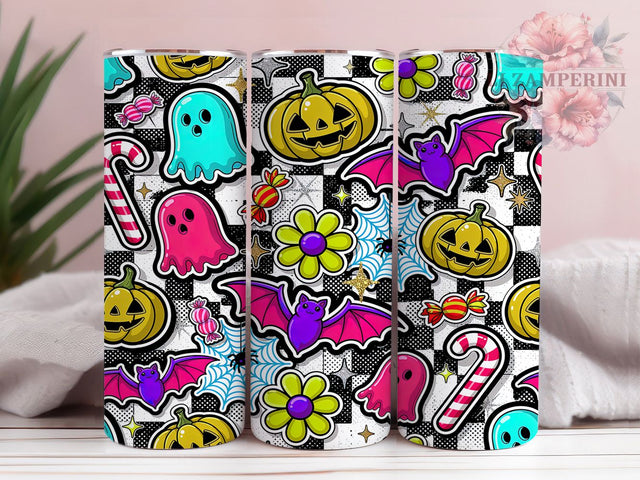 90s Neon Kawaii Halloween 20oz Tumbler, Neon Halloween, Kawaii Ghosts, 90s Retro, Sublimation Wrap, 20oz Tumbler, Pastel Glow, Spooky Cute Sublimation Li Zamperini 