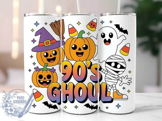 90s Retro Ghoul Halloween Tumbler Wrap, Retro Ghoul Wrap, Vintage Spooky Cup, 20Oz Sublimation Design, Nostalgia Halloween Drinkware, Fun Ghoul Party Cup, Retro Horror Wrap Sublimation ToriDesigns 