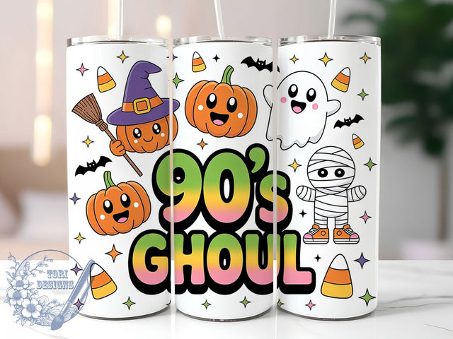 90s Retro Ghoul Halloween Tumbler Wrap, Retro Ghoul Wrap, Vintage Spooky Cup, 20Oz Sublimation Design, Nostalgia Halloween Drinkware, Fun Ghoul Party Cup, Retro Horror Wrap Sublimation ToriDesigns 