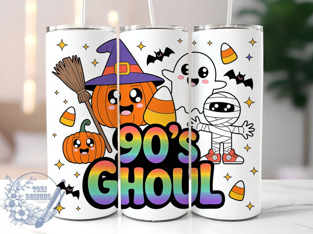 90s Retro Ghoul Halloween Tumbler Wrap, Retro Ghoul Wrap, Vintage Spooky Cup, 20Oz Sublimation Design, Nostalgia Halloween Drinkware, Fun Ghoul Party Cup, Retro Horror Wrap Sublimation ToriDesigns 