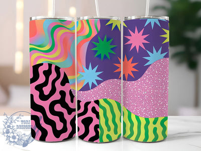 90s Retro Glitter Leopard Tumbler, Vibrant Animal Print Tumbler, Retro Glitter Wrap, Bold Leopard Wrap, Whimsical 90s Wrap, Sublimation Design, Trendy Gift Idea Sublimation ToriDesigns 