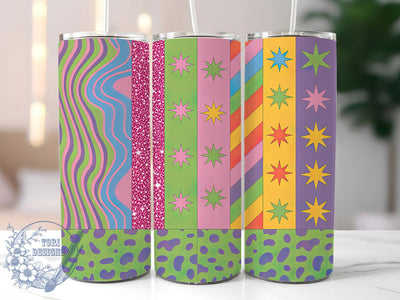 90s Retro Glitter Leopard Tumbler, Vibrant Animal Print Tumbler, Retro Glitter Wrap, Bold Leopard Wrap, Whimsical 90s Wrap, Sublimation Design, Trendy Gift Idea Sublimation ToriDesigns 
