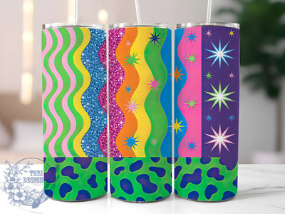 90s Retro Glitter Leopard Tumbler, Vibrant Animal Print Tumbler, Retro Glitter Wrap, Bold Leopard Wrap, Whimsical 90s Wrap, Sublimation Design, Trendy Gift Idea Sublimation ToriDesigns 