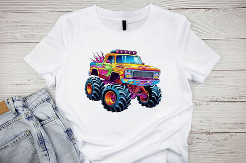 90s Retro Monster Truck Clipart Bundle Sublimation Designangry 