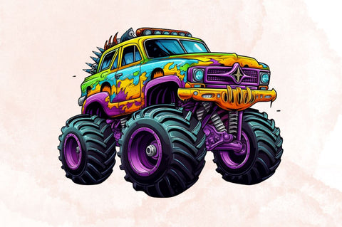 90s Retro Monster Truck Clipart Bundle Sublimation Designangry 
