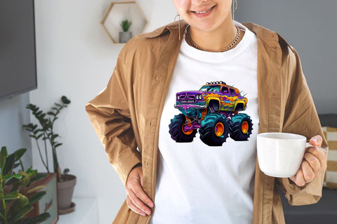 90s Retro Monster Truck Clipart Bundle Sublimation Designangry 