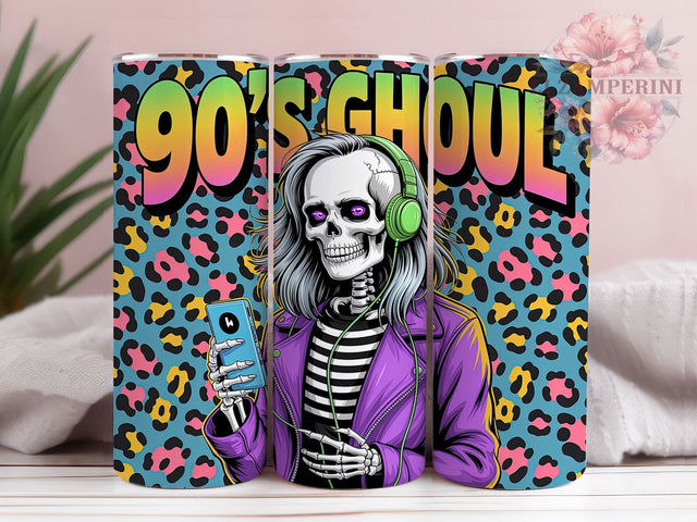90s Retro Neon Skeleton Halloween Tumbler, Retro Skeleton Mug, Halloween Skeleton Art, 20Oz Tumbler Wrap, Sublimation Design, Vintage Spooky Drinkware, Neon Halloween Print Sublimation Li Zamperini 