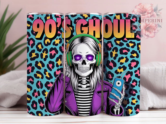 90s Retro Neon Skeleton Halloween Tumbler, Retro Skeleton Mug, Halloween Skeleton Art, 20Oz Tumbler Wrap, Sublimation Design, Vintage Spooky Drinkware, Neon Halloween Print Sublimation Li Zamperini 