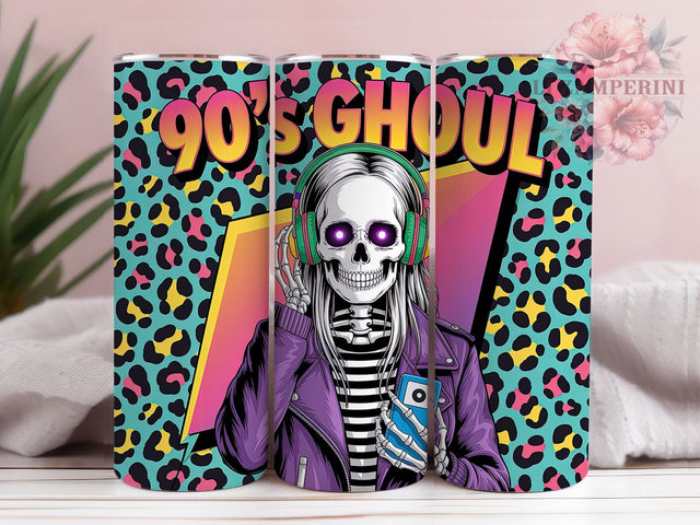 90s Retro Neon Skeleton Halloween Tumbler, Retro Skeleton Mug, Halloween Skeleton Art, 20Oz Tumbler Wrap, Sublimation Design, Vintage Spooky Drinkware, Neon Halloween Print Sublimation Li Zamperini 