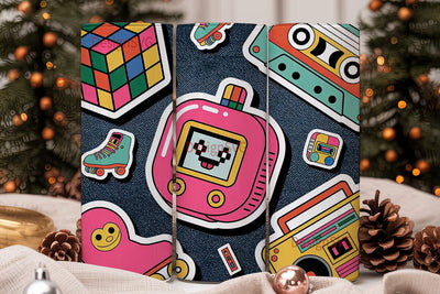 90s Retro Sticker Tumbler Wrap Sublimation DesignSVG 