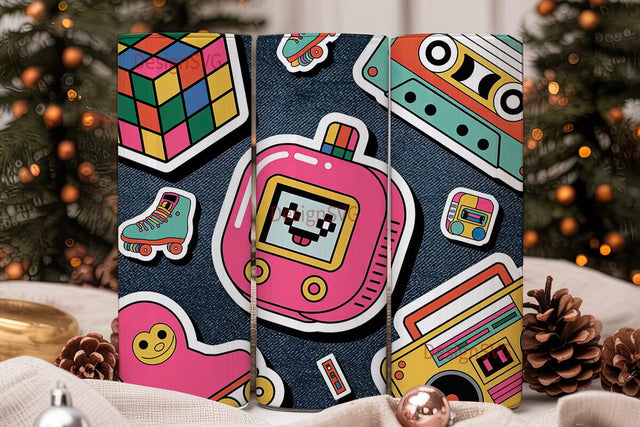 90s Retro Sticker Tumbler Wrap Sublimation DesignSVG 