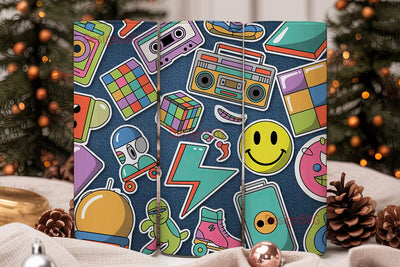 90s Retro Sticker Tumbler Wrap Sublimation DesignSVG 