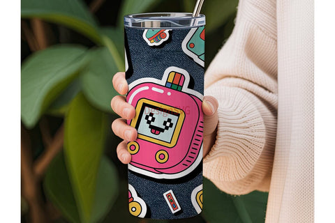 90s Retro Sticker Tumbler Wrap Sublimation DesignSVG 