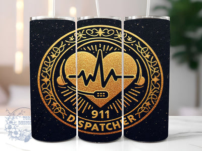 911 Dispatcher Heartbeat 20oz Skinny Tumbler, Heartbeat Tumbler Png, Straight & Tapered Tumbler Wrap, Instant Digital Download Sublimation ToriDesigns 