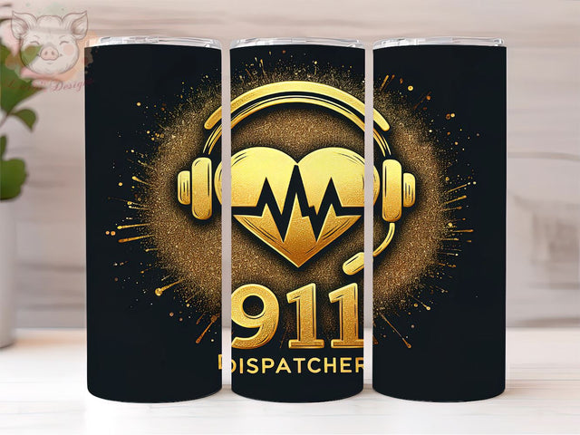 911 Dispatcher Heartbeat 20oz Tumbler Png, Straight & Tapered Tumbler Png, Dispatcher Tumbler Png, Digital Download PNG Sublimation Lara' s Designs 