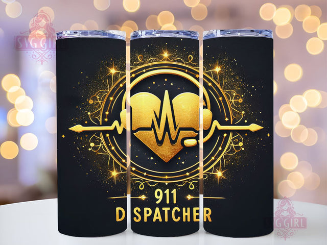 911 Dispatcher Heartbeat 20oz Tumbler Wrap Sublimation Design, Straight Tapered Tumbler Wrap, Dispatcher Tumbler Png, Instant Digital Download Sublimation SvggirlplusArt 