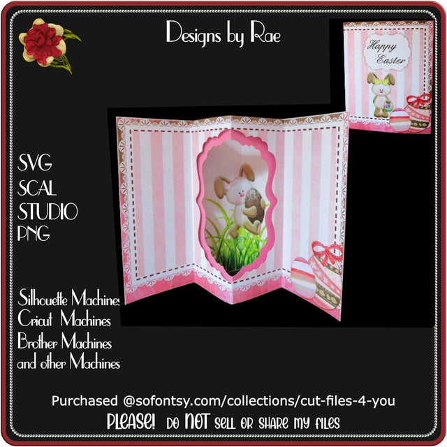 949 Easter Bunny Pop Out Card | HAND & MACHINE Formats SVG Designs by Rae 