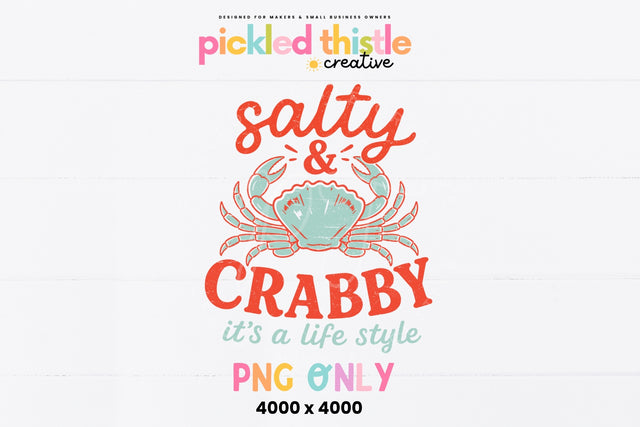 Beach lover PNG with blue crab and playful red typography.jpg