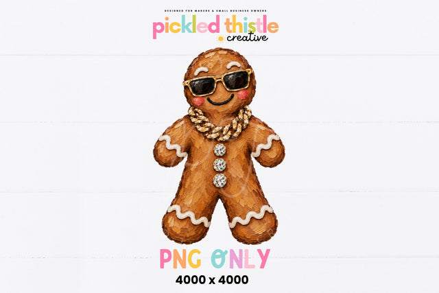 Bling Gingerbread Man PNG with Sunglasses and Gold Chain.jpg