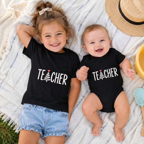 EF624. Christmas Teacher Tree - Black_Kids_tshirt_And_onesie.jpg