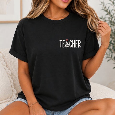 EF624. Christmas Teacher Tree - Black_tshirt.jpg