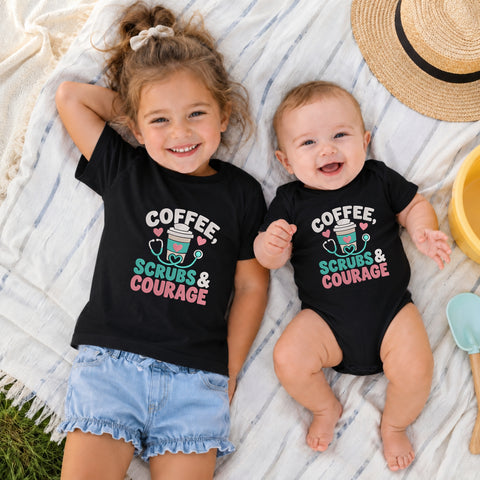 EF626. Coffee Scrubs & Courage - Black_Kids_tshirt_And_onesie.jpg